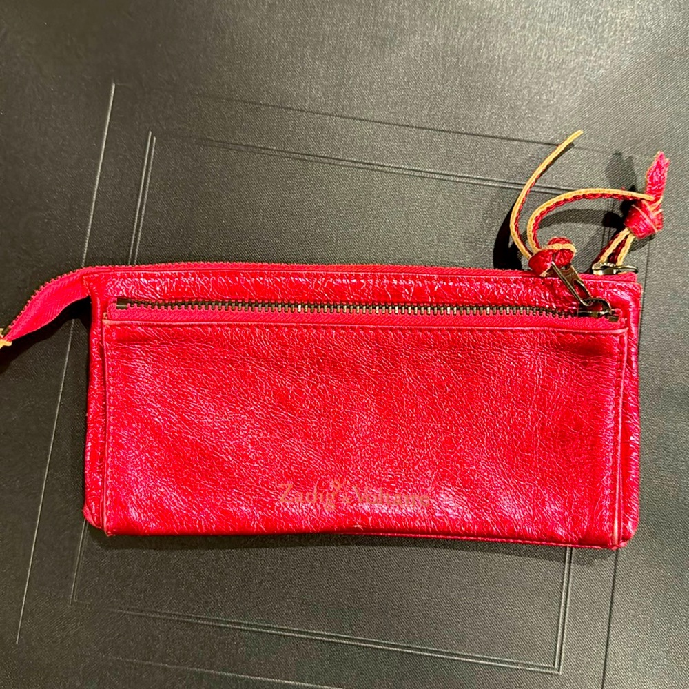 Zadig & Voltaire Metallic Pink Leather Clutch